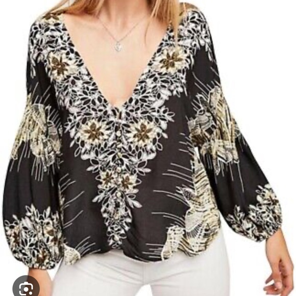 Free People Birds of a Feather Blouse top size Small - Picture 2 of 7